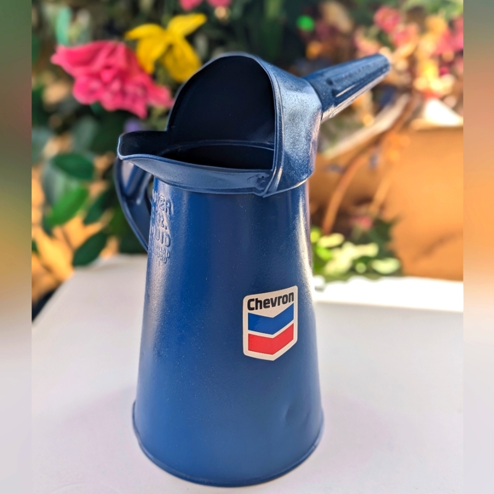 Vintage Chevron Service Station Gas Metal DOVER OIL FILLER 1 QT. Gas Fluid CAN